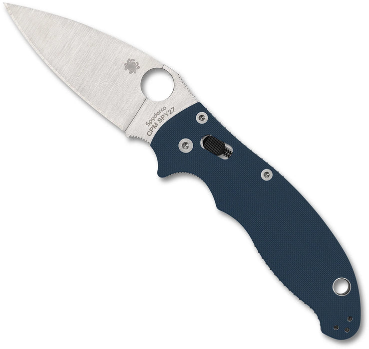 Spyderco C101GPCBL2 Manix 2 (SPY27, Drop Point, Satin, G10, Blue) Pocket Knife