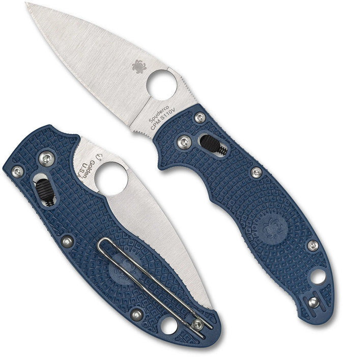 Spyderco C101PDBL2 Manix 2 (S110V, Drop Point, Satin, Polymer, Dark Blue) Lightweight Pocket Knife