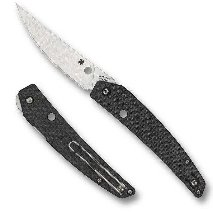 Spyderco C242CFP Ikuchi (S30V, Drop Point, Satin, Carbon Fiber, Black) Pocket Knife
