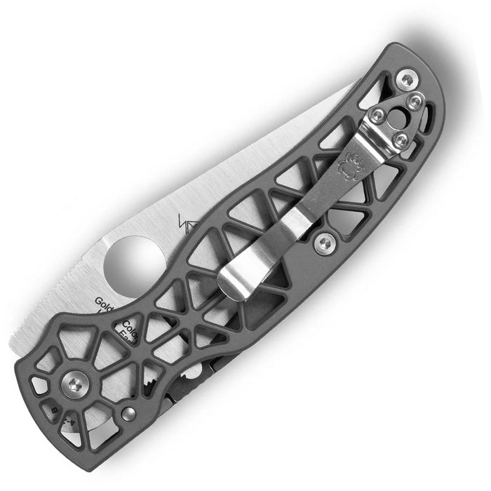 Spyderco C266ALS Edgerati (S30V, Clip Point, Satin, Serrated, Aluminum, Skeletonized) Pocket Knife