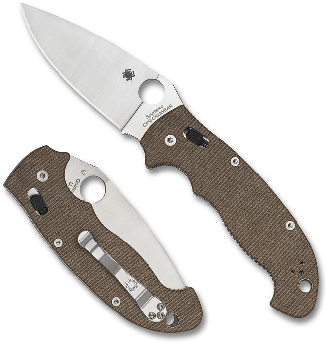 Spyderco C95MPCW2 Manix 2 XL (CruWear, Drop Point, Satin, Micarta, Brown) Pocket Knife
