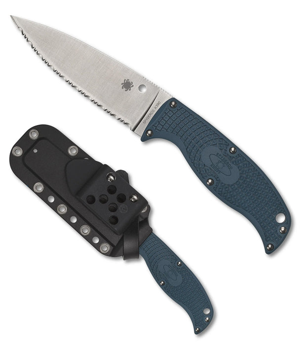Spyderco FB31SBL2K390 Enuff 2 (Serrated, K390, Leaf, Satin, FRN, Blue) Fixed Blade Knife