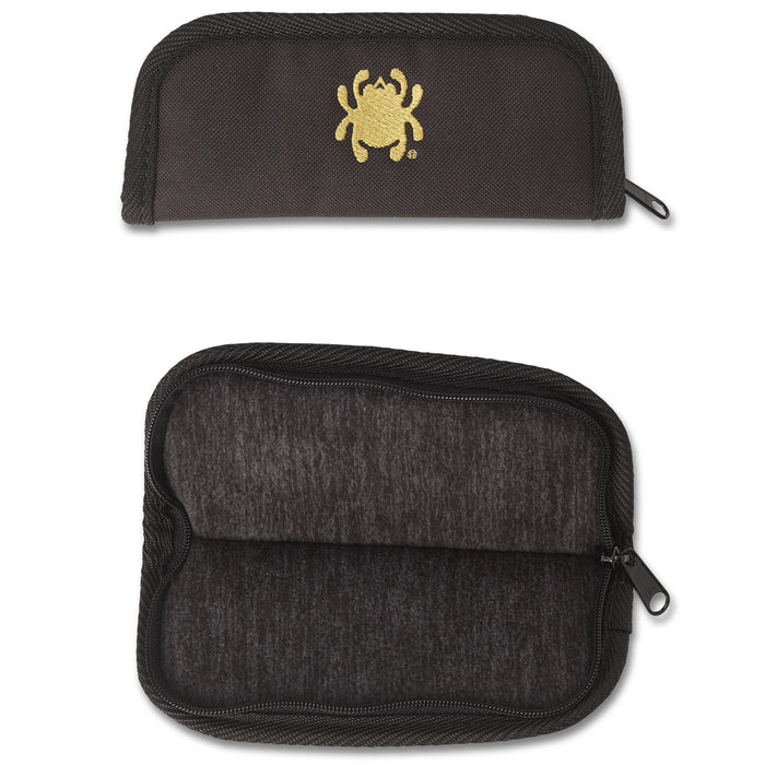 Spyderco C12NC Zippered Nylon Knife Pouch (Black Nylon, Gold Logo, Padded Interior, 5.5in Capacity) Protective Carry Case