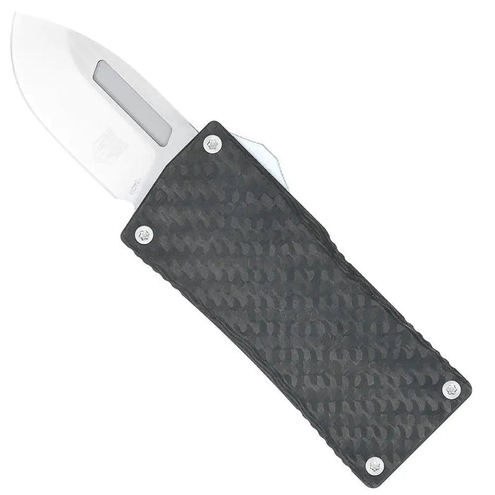 CobraTec CCF777DNS Carbon Fiber OTF 777 (154CM, Drop Point, Satin, Black Aluminum & Carbon Fiber, OTF) Automatic Pocket Knife