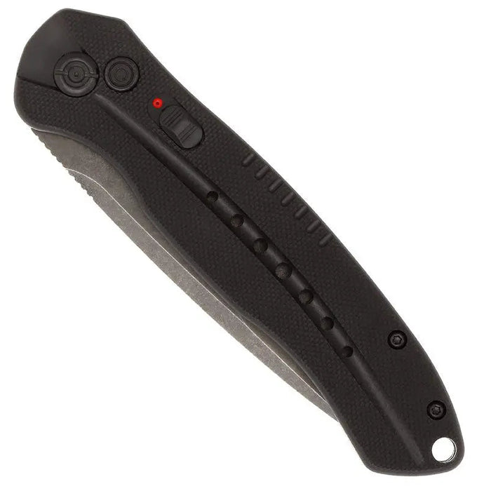 CobraTec BLKDIABLOAUTO Diablo (D2, Drop Point, Black, Stonewashed, G10, Side Button) Automatic Pocket Knife