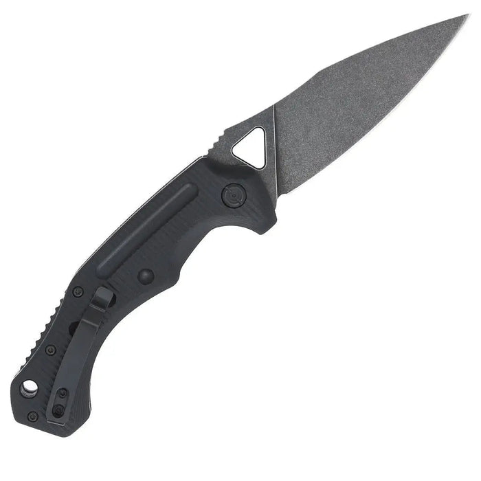 CobraTec BAFRYK Ryker (D2, Drop Point, Black, Stonewashed, G10, Side Button) Automatic Pocket Knife