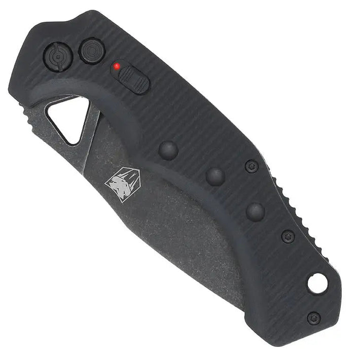 CobraTec BAFRYK Ryker (D2, Drop Point, Black, Stonewashed, G10, Side Button) Automatic Pocket Knife
