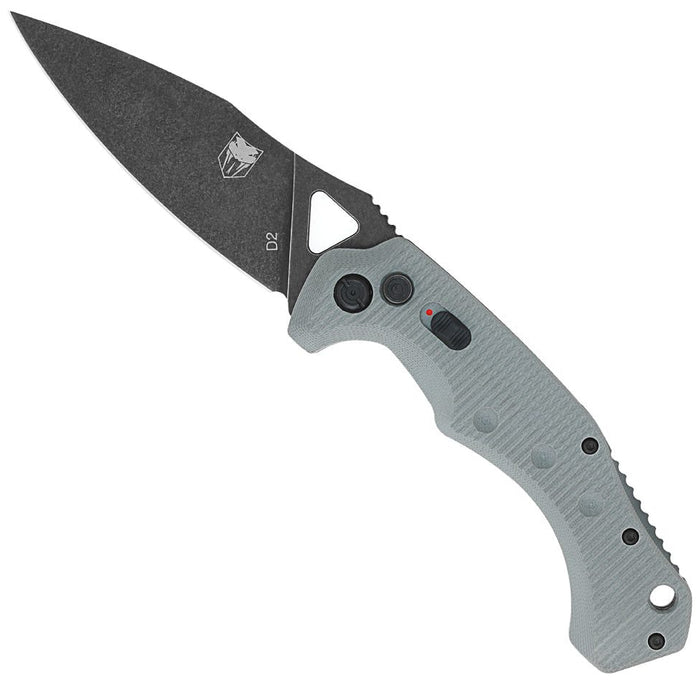 CobraTec GRYAFRYK Ryker (D2, Drop Point, Stonewashed, G10, Grey) Automatic Pocket Knife