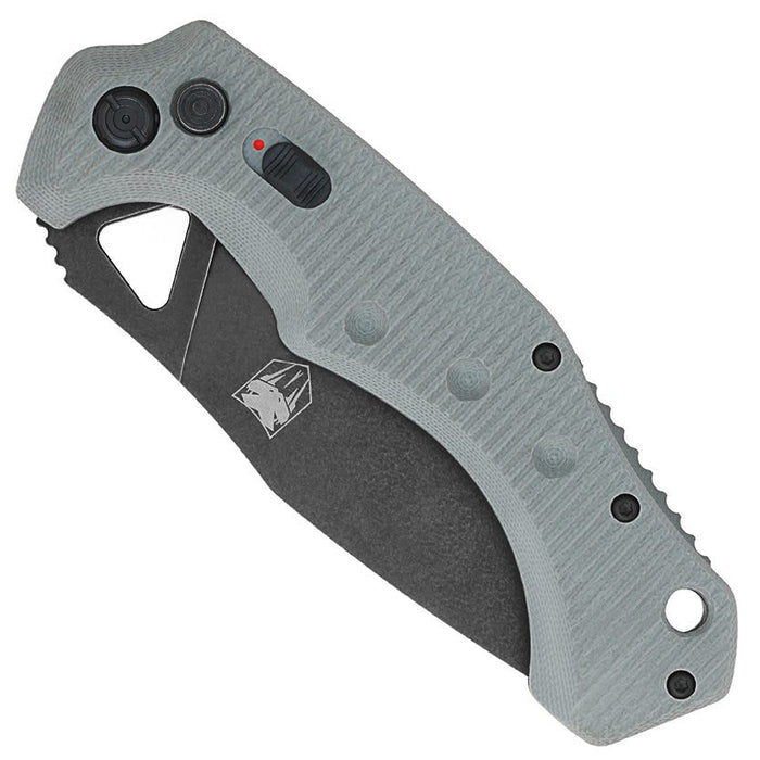 CobraTec GRYAFRYK Ryker (D2, Drop Point, Stonewashed, G10, Grey) Automatic Pocket Knife