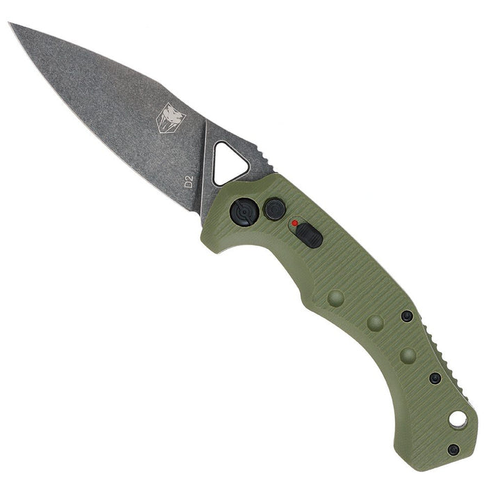 CobraTec ODGAFRYK Ryker (D2, Drop Point, Stonewashed, G10, Green) Automatic Pocket Knife