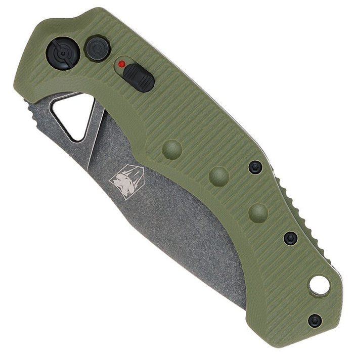 CobraTec ODGAFRYK Ryker (D2, Drop Point, Stonewashed, G10, Green) Automatic Pocket Knife