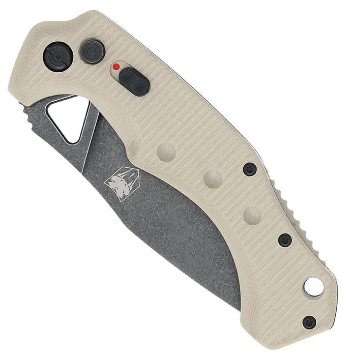 CobraTec TANAFRYK Ryker (D2, Drop Point, Stonewashed, G10, Tan) Automatic Pocket Knife