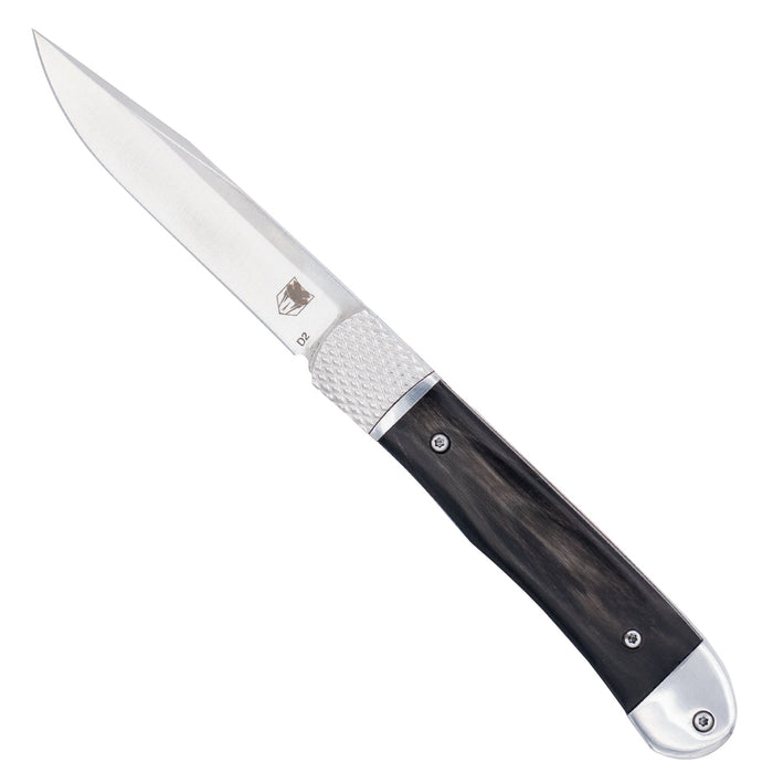 CobraTec CTTHRBLK Trapper Hidden Release (D2, Drop Point, Satin, Black Bone, Hidden Release) Automatic Pocket Knife