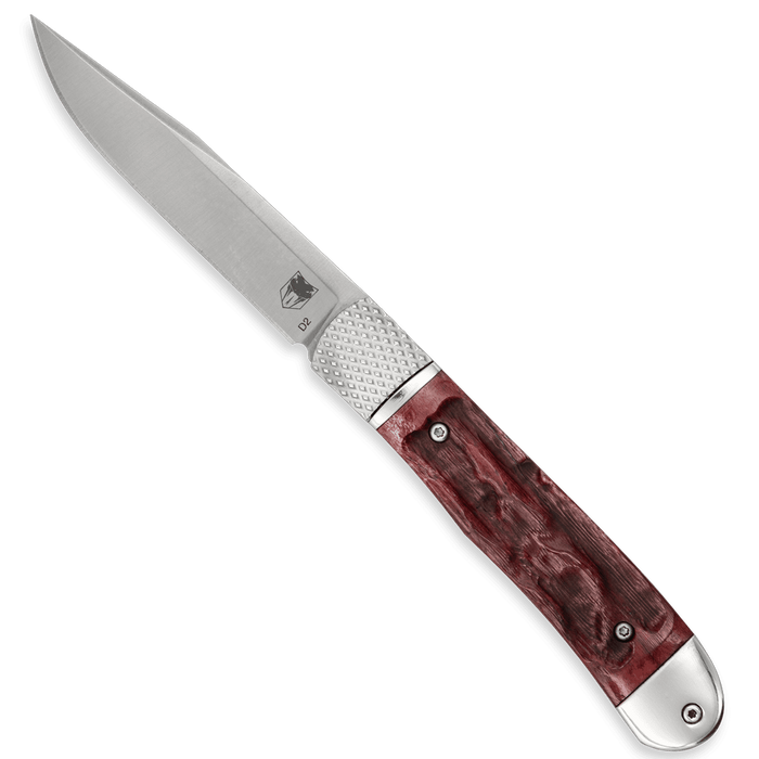 CobraTec CTTHRRED Trapper Hidden Release (D2, Drop Point, Satin, Red Bone) Automatic Pocket Knife