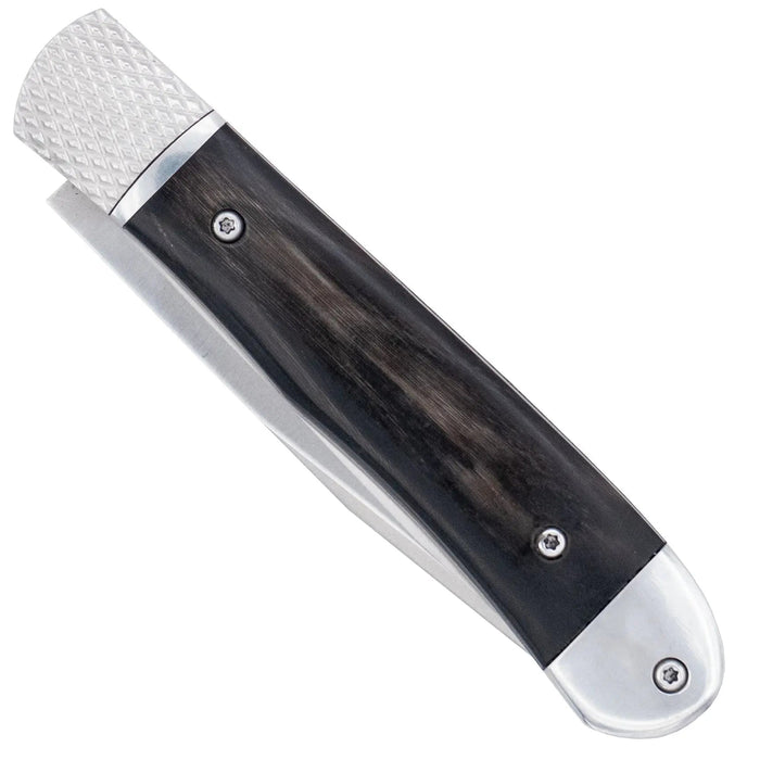 CobraTec CTTHRBLK Trapper Hidden Release (D2, Drop Point, Satin, Black Bone, Hidden Release) Automatic Pocket Knife