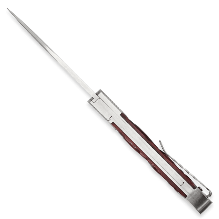 CobraTec CTTHRRED Trapper Hidden Release (D2, Drop Point, Satin, Red Bone) Automatic Pocket Knife
