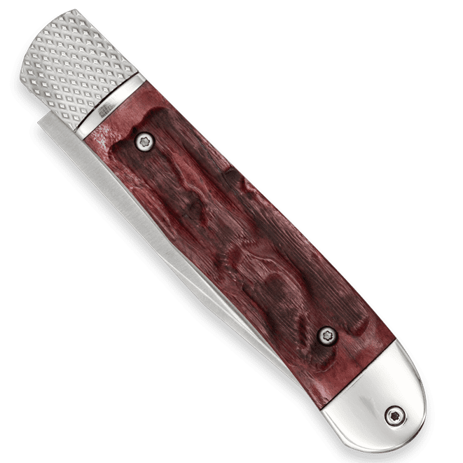 CobraTec CTTHRRED Trapper Hidden Release (D2, Drop Point, Satin, Red Bone) Automatic Pocket Knife