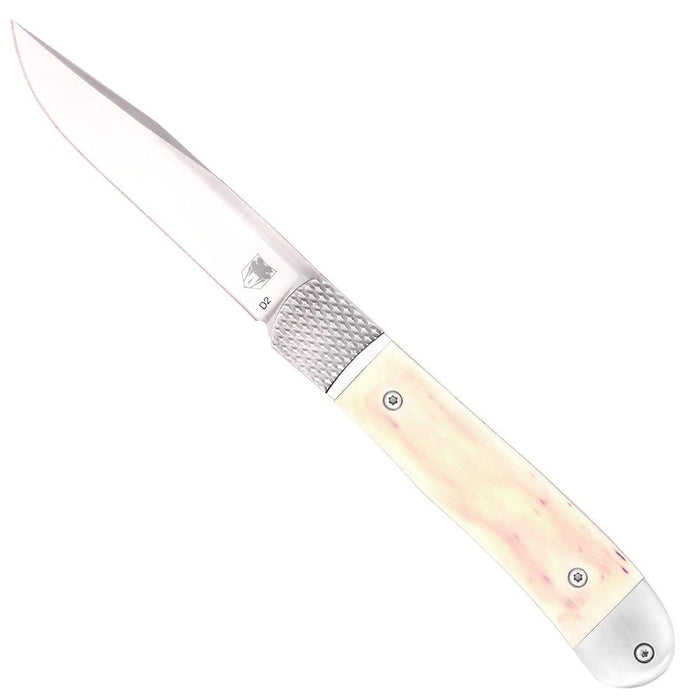 CobraTec CTTHRWT Trapper Hidden Release (D2, Drop Point, Satin, White Bone) Automatic Pocket Knife