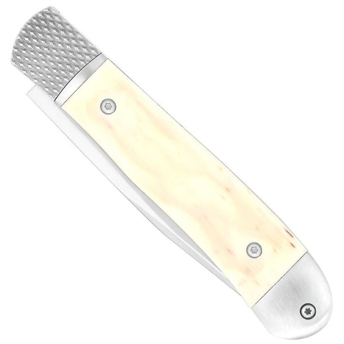 CobraTec CTTHRWT Trapper Hidden Release (D2, Drop Point, Satin, White Bone) Automatic Pocket Knife