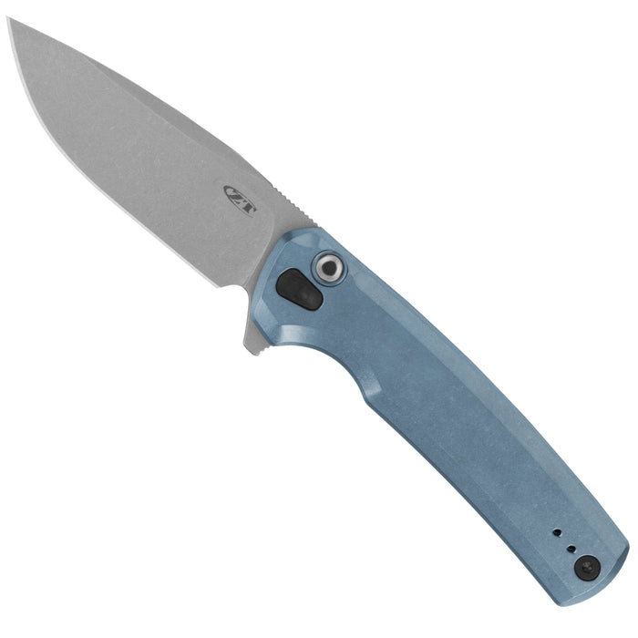 Zero Tolerance 0044BLU (S90V, Drop Point, Blue Anodized Titanium, Stonewashed, Button Lock) Factory Special Series Pocket Knife