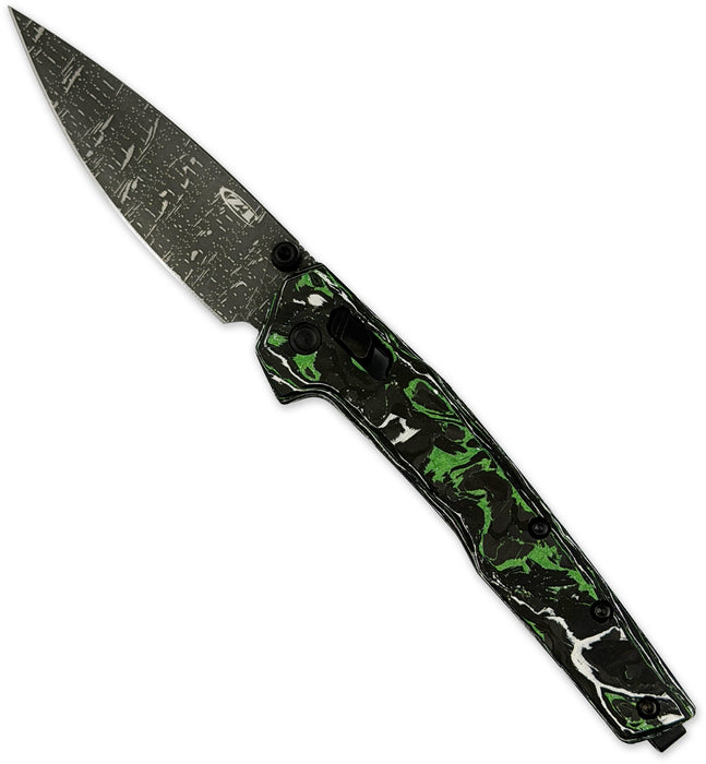 Zero Tolerance 0117VFWG (Vegas Forge Damascus, Drop Point, Green/White, Carbon Fiber) Pocket Knife