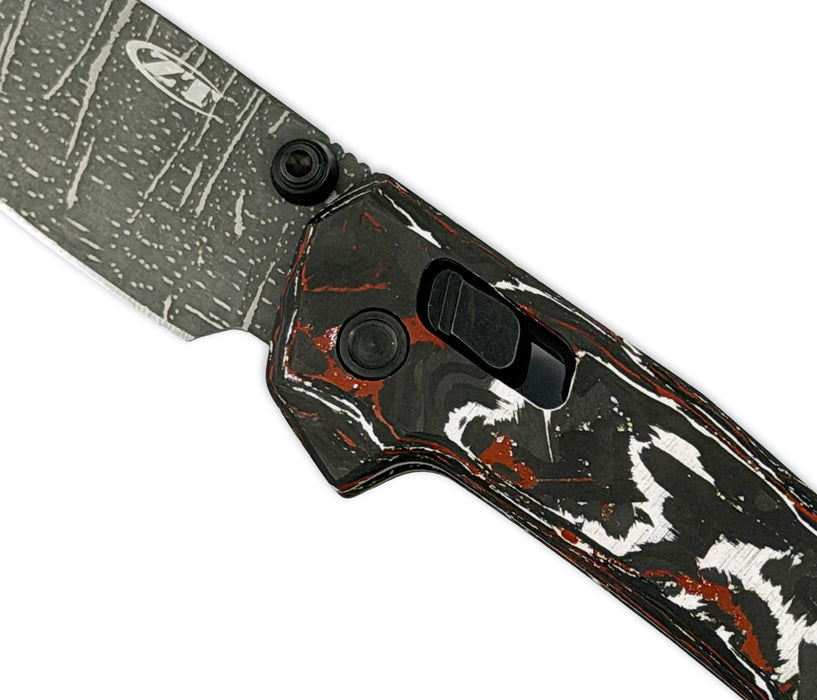 Zero Tolerance 0117VFDAM (Vegas Forge Damascus, Drop Point, Red/White, Carbon Fiber) Pocket Knife