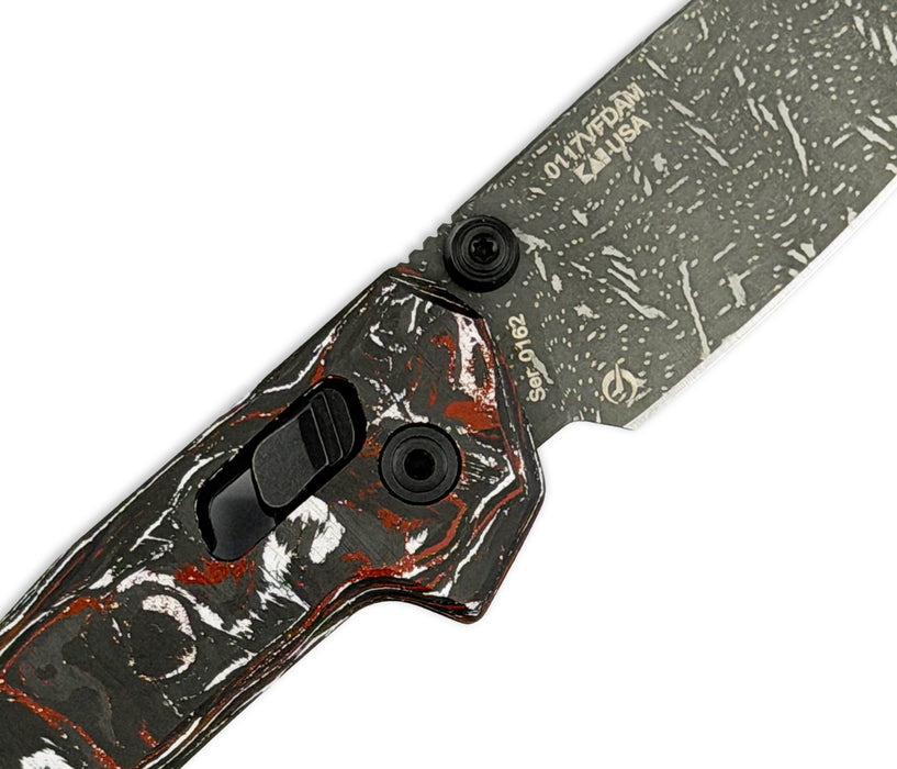 Zero Tolerance 0117VFDAM (Vegas Forge Damascus, Drop Point, Red/White, Carbon Fiber) Pocket Knife