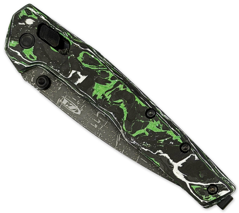 Zero Tolerance 0117VFWG (Vegas Forge Damascus, Drop Point, Green/White, Carbon Fiber) Pocket Knife