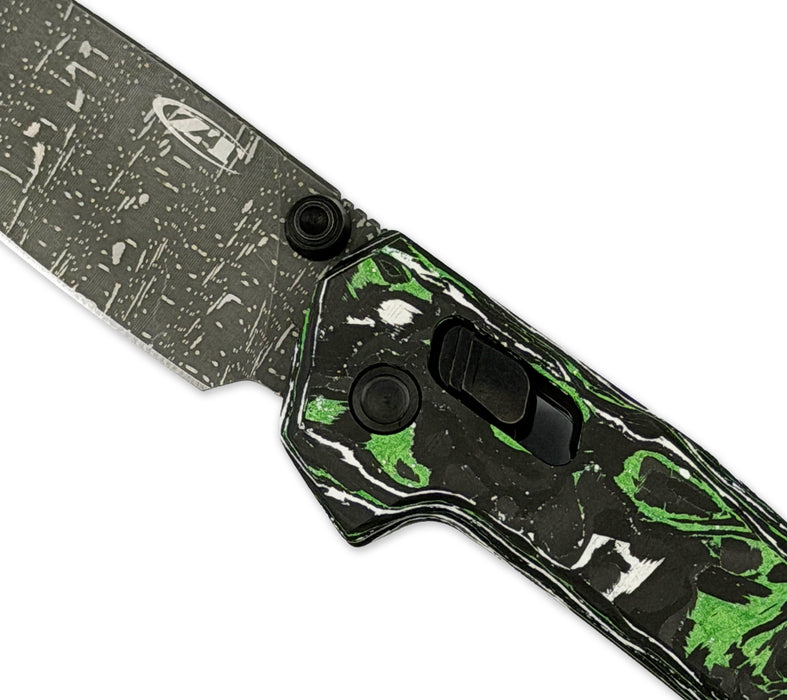 Zero Tolerance 0117VFWG (Vegas Forge Damascus, Drop Point, Green/White, Carbon Fiber) Pocket Knife
