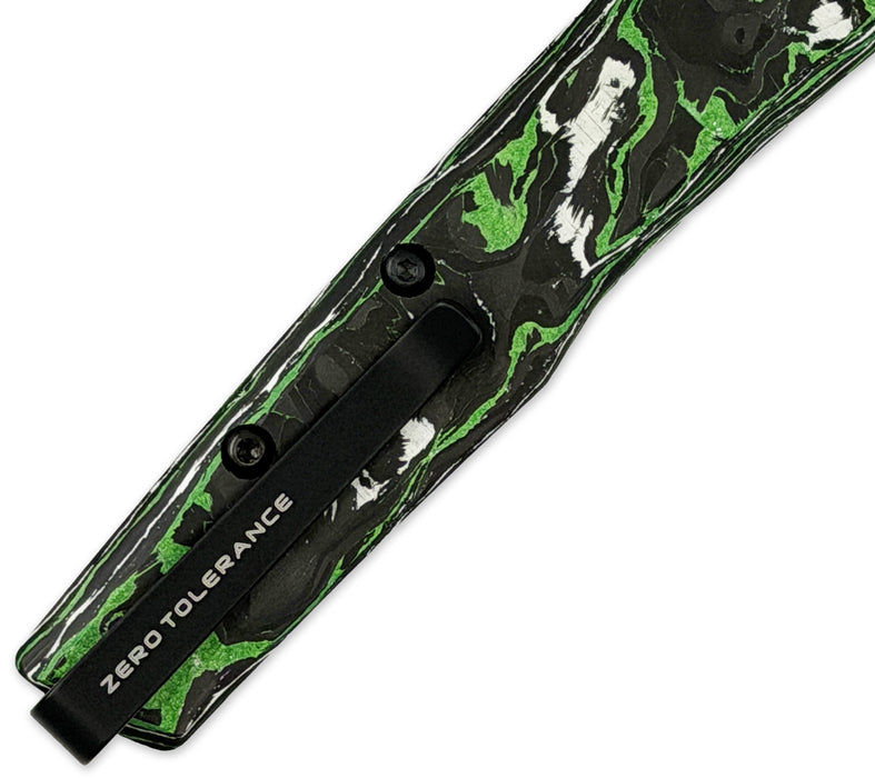 Zero Tolerance 0117VFWG (Vegas Forge Damascus, Drop Point, Green/White, Carbon Fiber) Pocket Knife